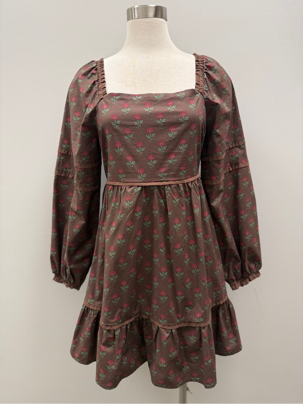 Long Sleeve Brown A-line Mini Dress by Very J